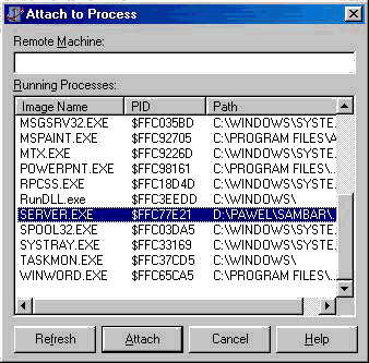 Delphi 5 Attach to process