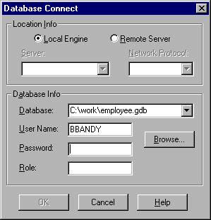 Connection dialog with role specification